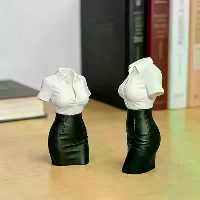 Креативное 3D-печатное украшение, Статуэтка-половинка офисной леди в белой рубашке и кожаной юбке, Настольный декор для снятия стресса