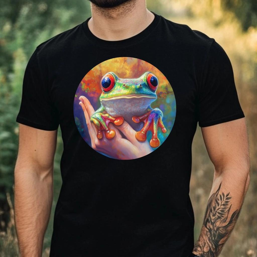 T-Shirt Herren Frosch Portrait Motiv Baumwolle Größe XS bis 5XL