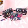 Waterproof Canvas Wallet Fabric Phone Purse Three Zippers Bags Retro Flower Coin Purse  Ladies