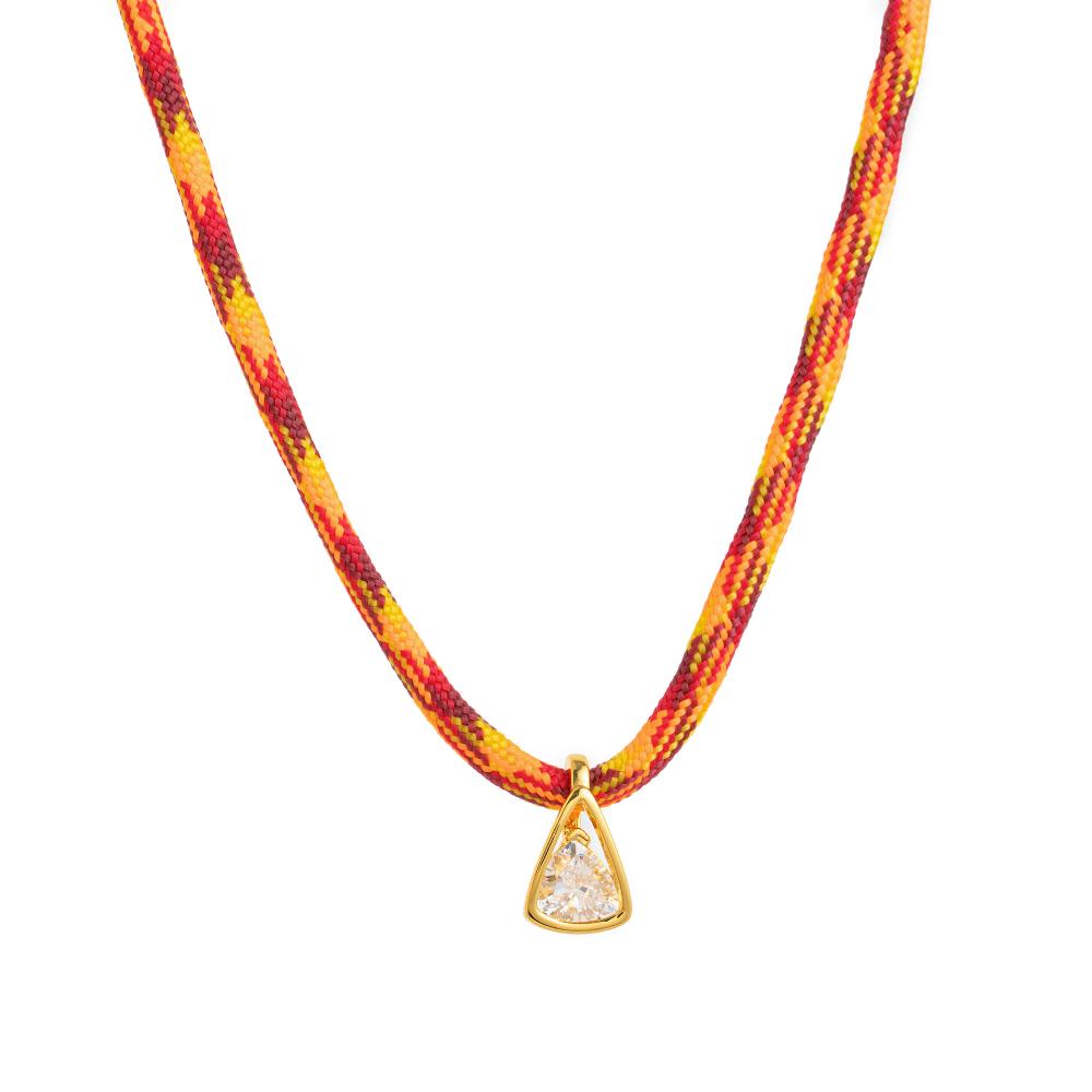Hot selling dopamine woven color rope zircon necklace with personalized retro style, gold-plated color preservation