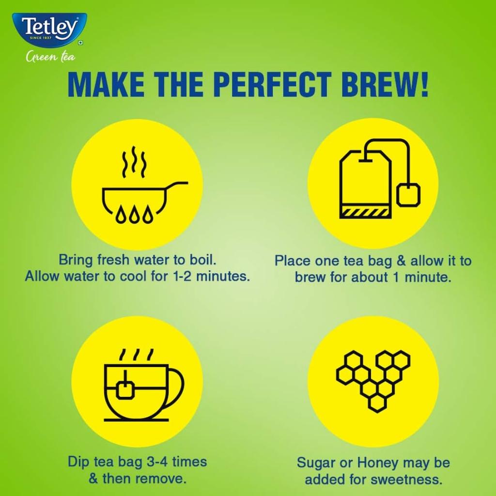 Tetley Green Tea Classic Refreshing Immune Support with Vitamin C 100 Tea Bags 140g