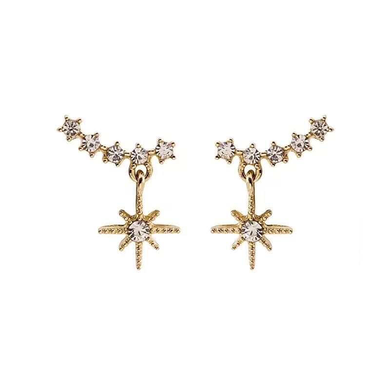 Nieuwe Gecontracteerde Delicate Crystal Star Temperament Drop Oorbellen Vrouwen Koreaanse Klassieke Stijl Kleine Oorbellen