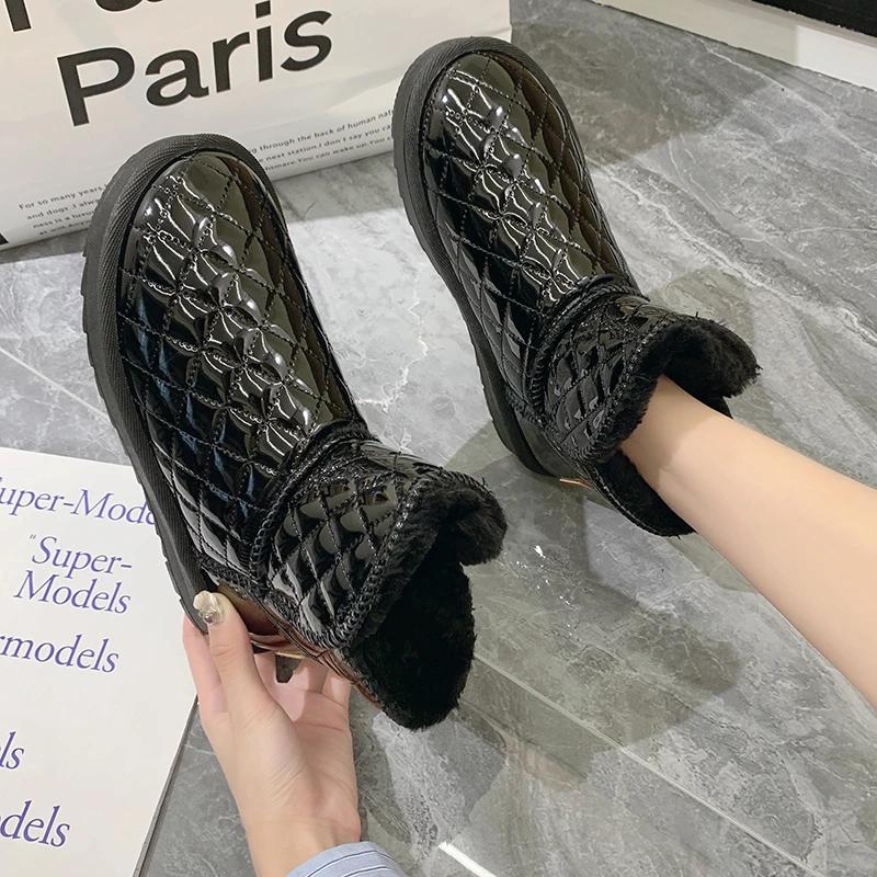 Модные новые классические женские зимние сапоги зимние теплые плюшевые сапоги женская зимняя повседневная обувь женские ботильоны модные туфли на платформе