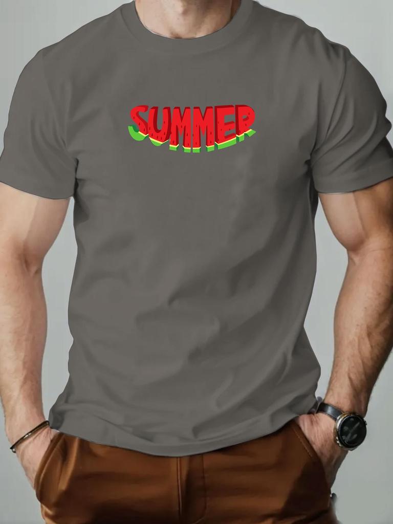 Mens cotton Tshirt watermelon character SUMMER summer round neck short sleeve graphic breathable fashion casual Tshirt