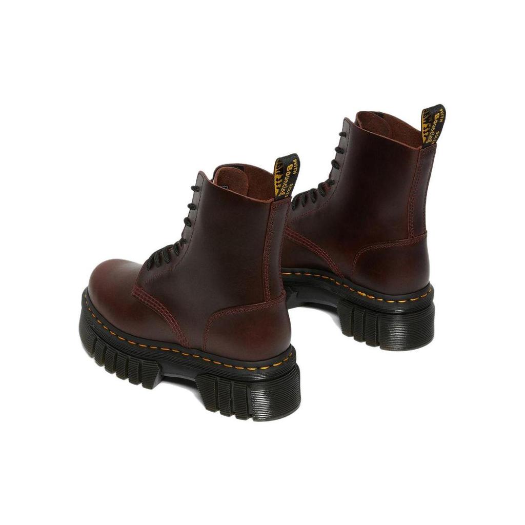 Dr. Martens Женские короткие ботинки Audrick на кожаной платформе с мягкой подошвой, 8 пар шнурков, цвет бордовый 27818211