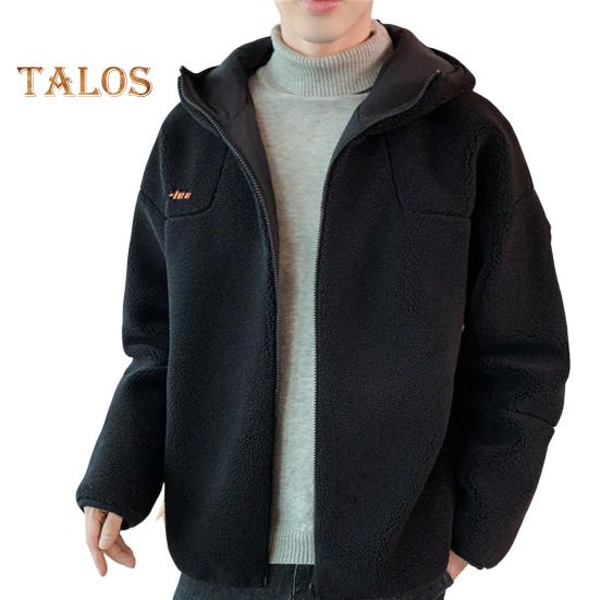 Мужская куртка, пальто с капюшоном, длинный рукав, вышитый буквенный принт, однотонное пальто, застежка-молния, толстый флис, теплая зимняя верхняя одежда