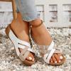 Women's Casual Slippers Large Size 2025 New Cross Strap Solid Color Open Toed Fish Mouth Slippers Women Sandals Belt Buckle
