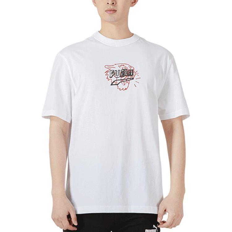 PUMA T Shirts Men's White Crew Neck Moderate 535411-02