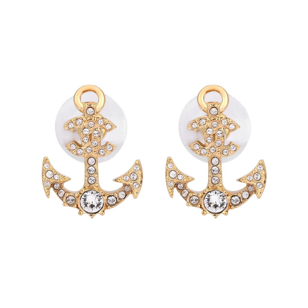 CHANEL Stud Earrings Women's Gold AB-25C-060