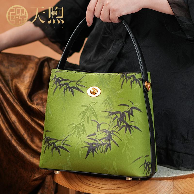 Leather handbag, niche, light luxury, small square bag, Chinese style women's bag, retro crossbody bag
