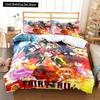 3D Anime Fairy Tail Bedding Set Bed Three-piece Set Duvet Cover Single Double Bed Queen Size Duvet Cover Set Adult Kid's Bedroom