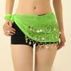 1pc Belly Dance Hip Scarf Chiffon Skirt Wrap Professional Hip Scarf Skirt Costume with Coins for Yoga Belly Dancing Beginners