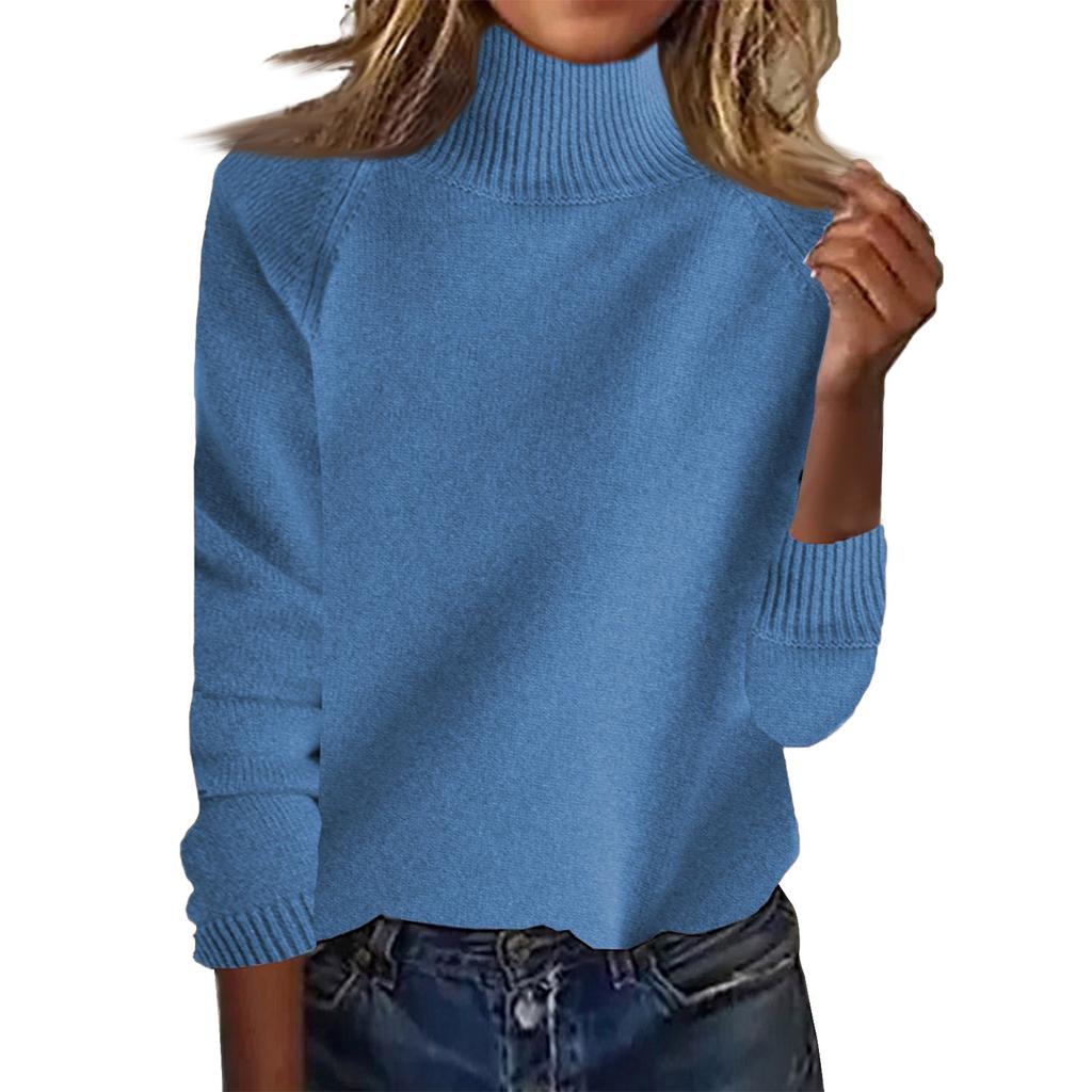 Women's Fashion Thickened High Standing Neck Loose Sweater Plunging Sleeve Bottom Shirt Top
