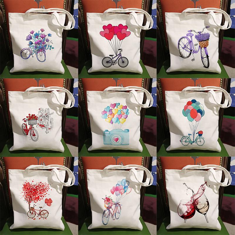 Желаем вам покупок Холщовая женская сумка, повседневные сумки на плечо большой вместимости, многоразовые сумки-тоут для покупок, модные сумки Harajuku Ulzzang