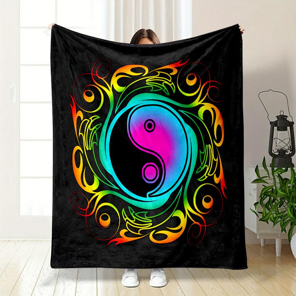 "Rainbow Yin-Yang Mandala Design" print blanket soft and cozy perfect for the living room bed sofa or a nap,gift