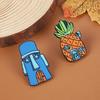 Pineapple House Squidward Brooch - Cute Cartoon Badge Spongebob Merch Hoodie Accessory for Couples, Creative European & American Style.