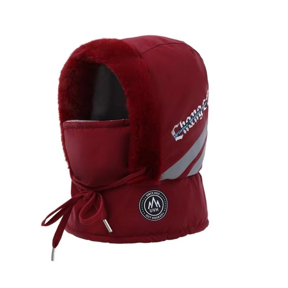 Windproof Beanies Cap Plush Hooded Face Mask Casual Ear Protection Hat Unisex