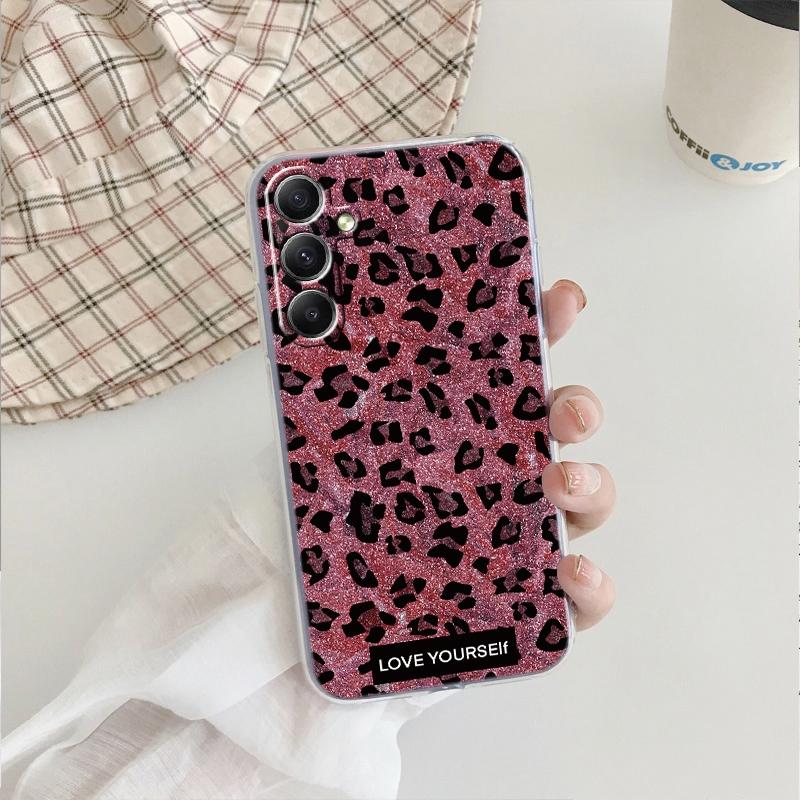 Мягкий прозрачный силиконовый чехол Leopard для Xiaomi Redmi Note 13 14T 15 Samsung A55 A35 S24 FE S25 iPhone Huawei Honor 200 Camera Защитный противоударный чехол