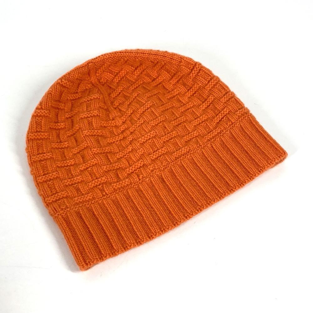 HERMES H logo beanie hat knit hat knit cap Knit hat Cashmere Orange
