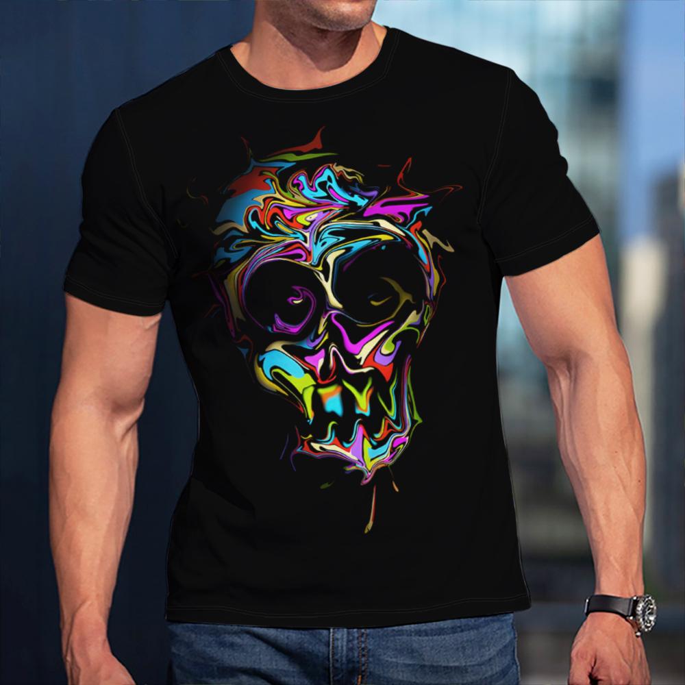 Летняя повседневная трендовая футболка с рисунком черепа для мужчин, забавные мужские футболки в стиле хип-хоп, футболки с 3D принтом в стиле Харадзюку, футболки с круглым вырезом и короткими рукавами