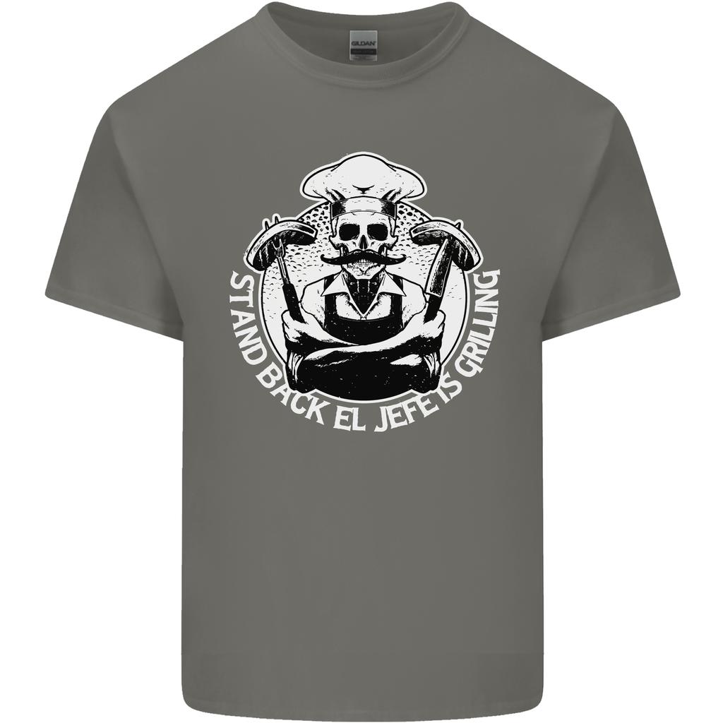 Stand Back El Jefe is Grilling Funny Skull BBQ Unisexs Light Cotton TShirt
