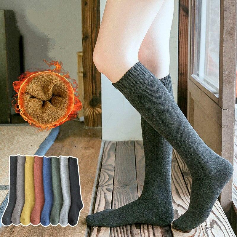 Harajuku Warm Women Cotton Autumn Winter Knee Socks Casual Warm Sock Lady Gift Stocking for School Girl