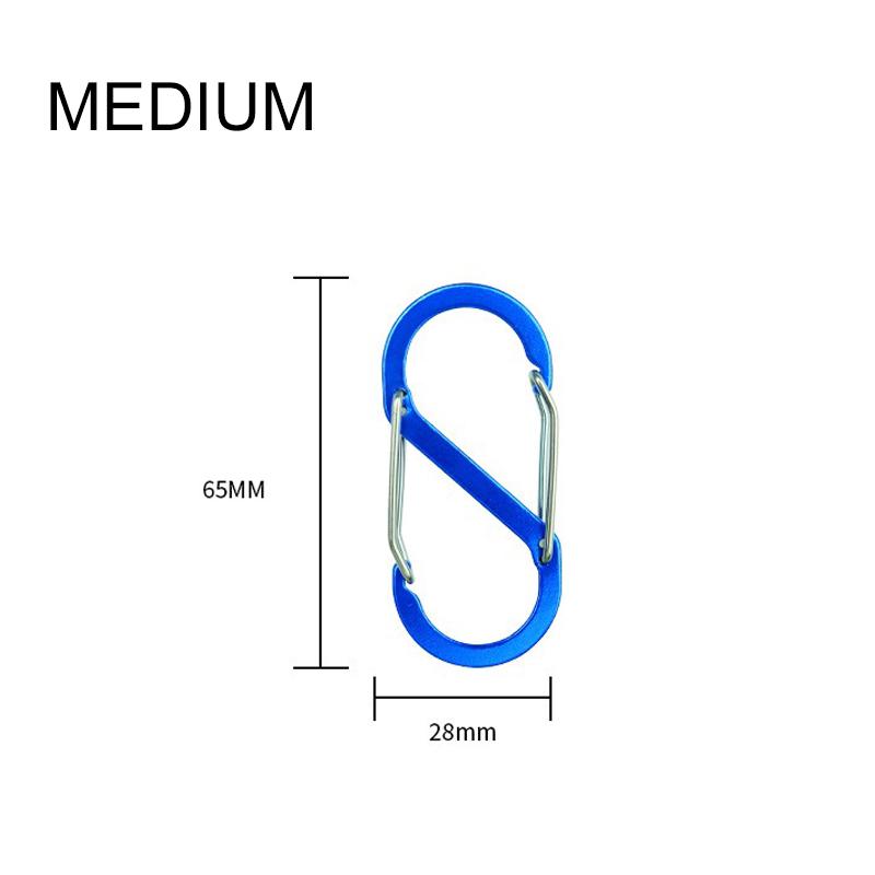 S-образный двойной карабин, брелок, замки-молнии для рюкзаков, карабин, скользящий замок, алюминиевый сплав, большой, средний, маленький карабин для кемпинга