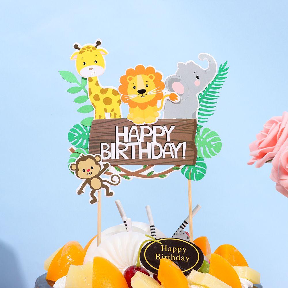 Тема С Днем Рождения Украшения для торта Выбор торта Животные джунглей Украшения для торта на день рождения