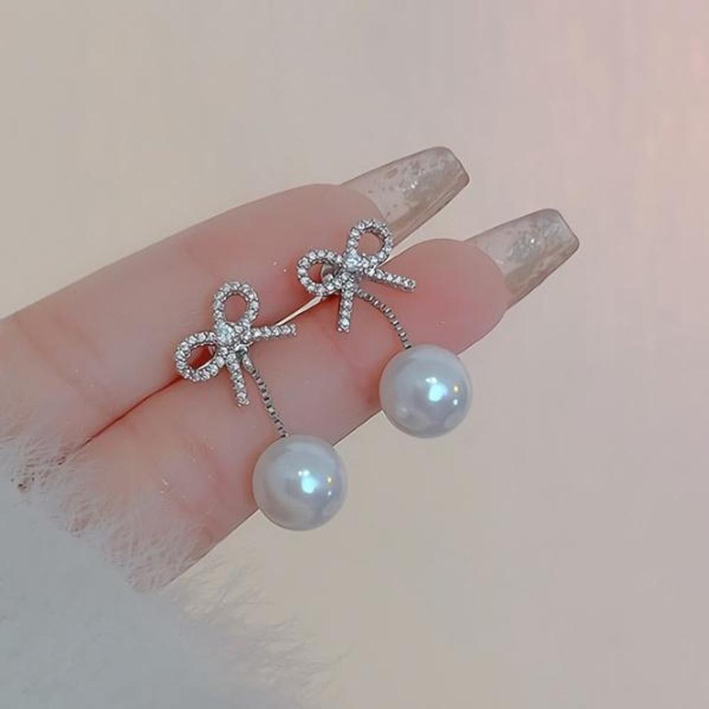 Женские Аксессуары Прозрачные Серьги-капли с Жемчугом на Ленте