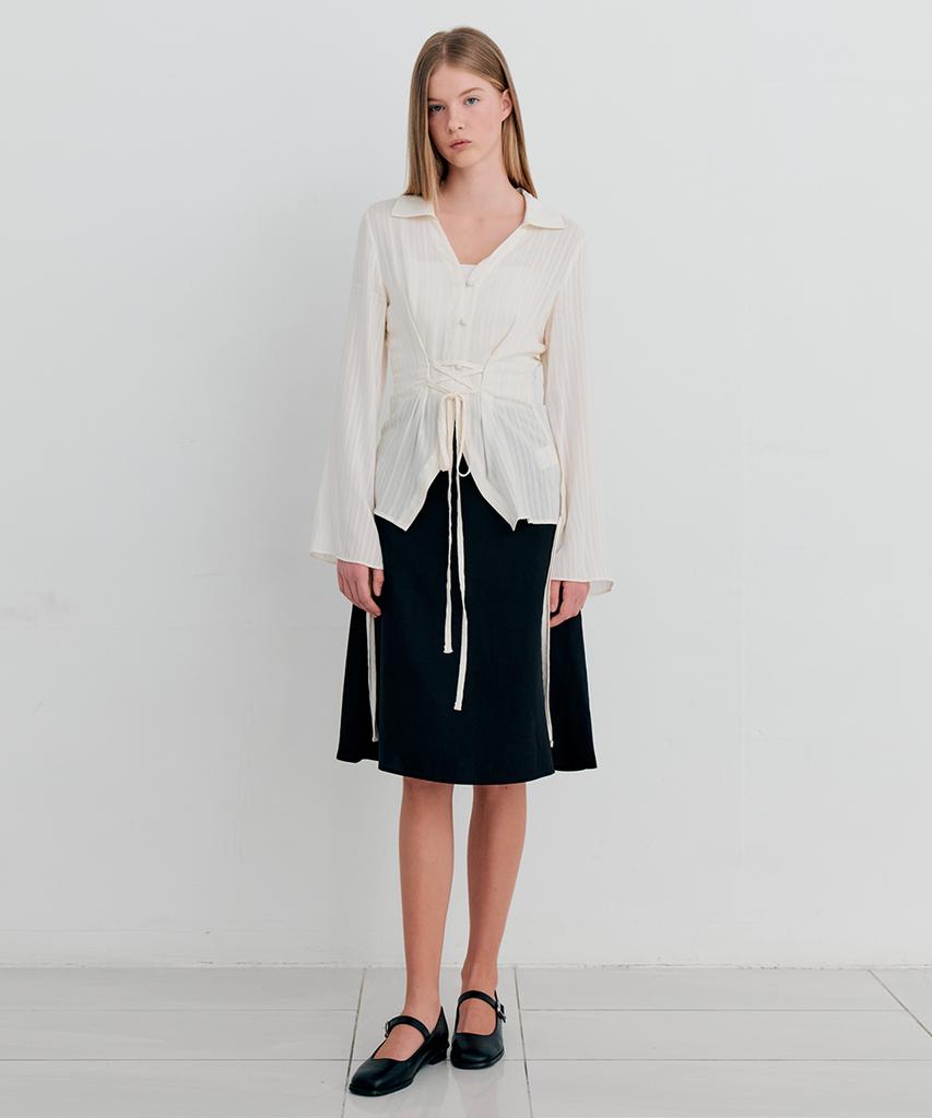 Itove Seoul Tencel Flare Midi Skirt Bk