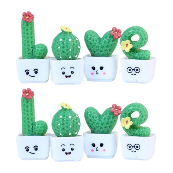 4/8Pcs/Set Mini Potted Cactus Ornament Cartoon Expression Love Shape Cactus Planter Pot