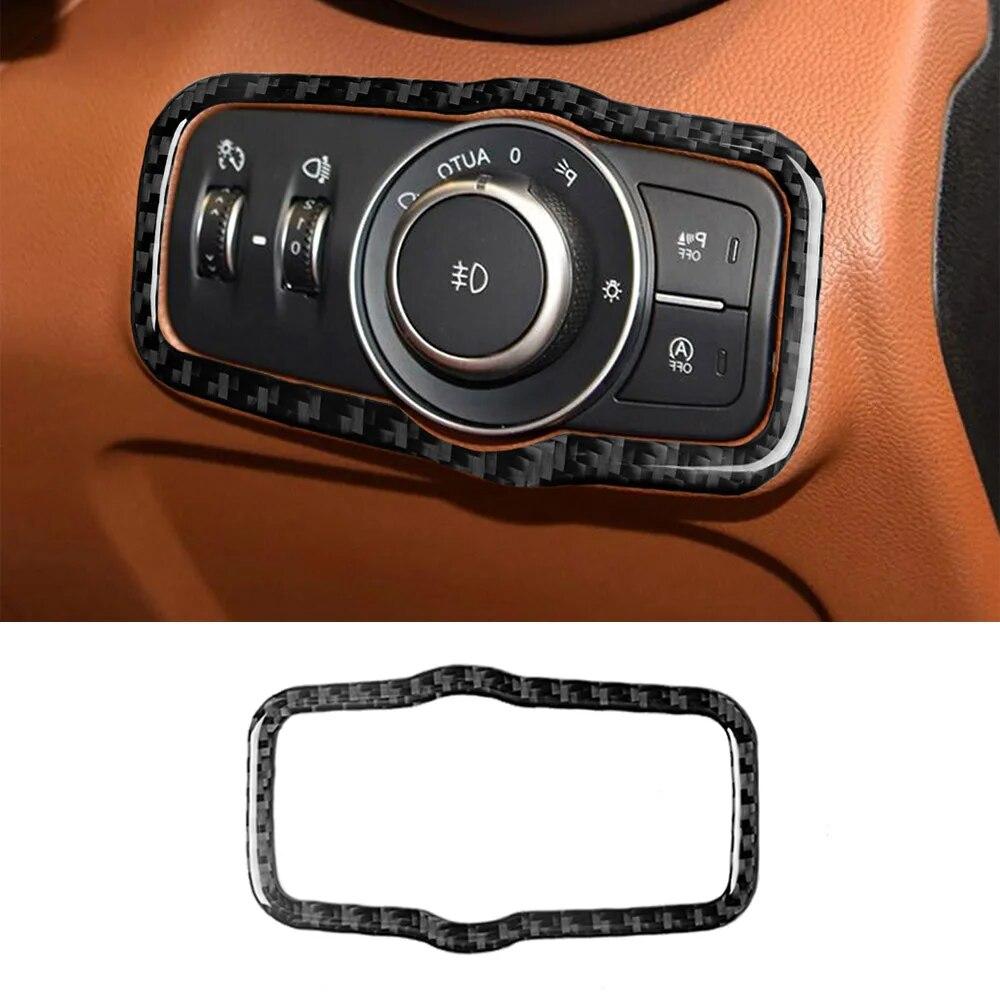 Car Headlight Switch Panel Decoration Decal Cover Trim Sticker for Alfa Romeo Giulia 2017- Carbon Fiber Auto Accessories