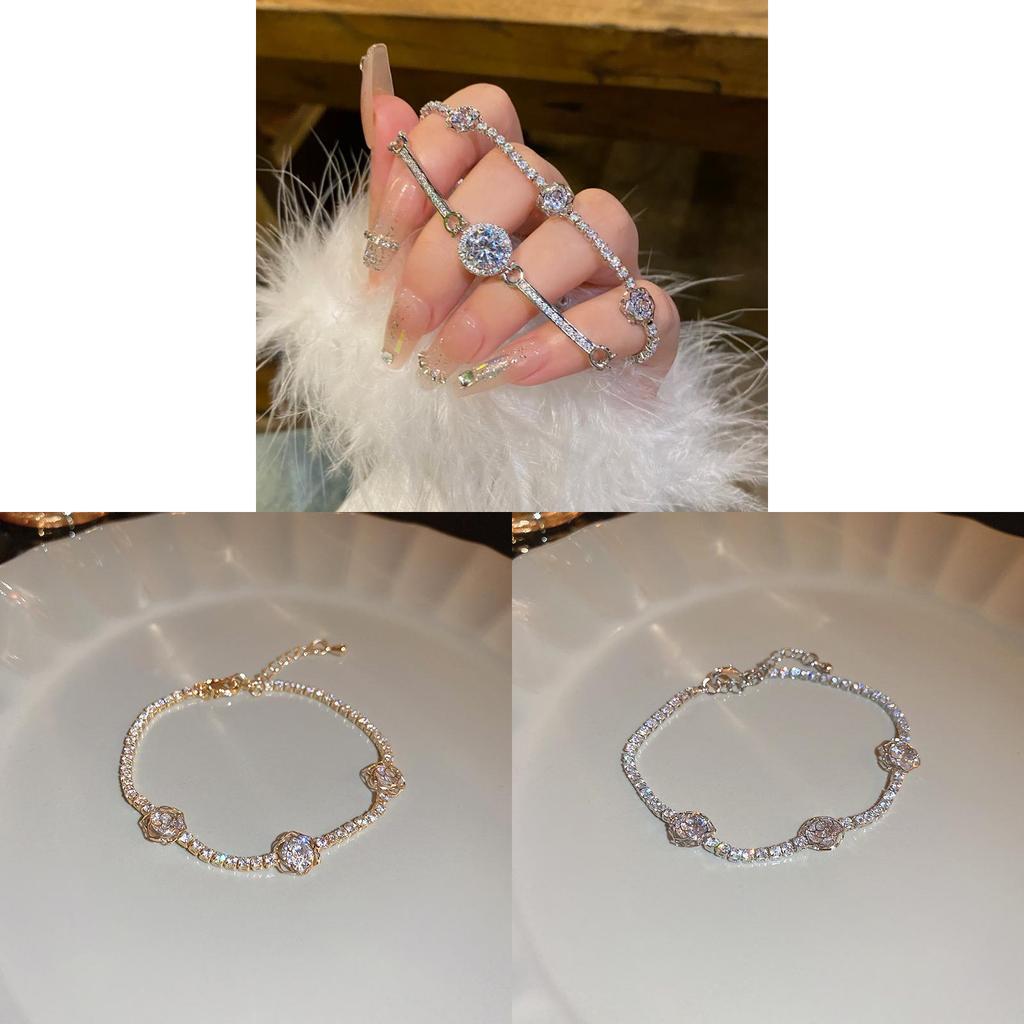 Модный циркониевый цветочный браслет в золотом и серебряном исполнении для женских повседневных и официальных нарядов