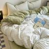 Полосатые комплекты постельного белья из молочного бархата с фестончатым краем в стиле инс, утолщенный уютный комплект постельного белья для взрослых, теплое постельное белье для осени и зимы