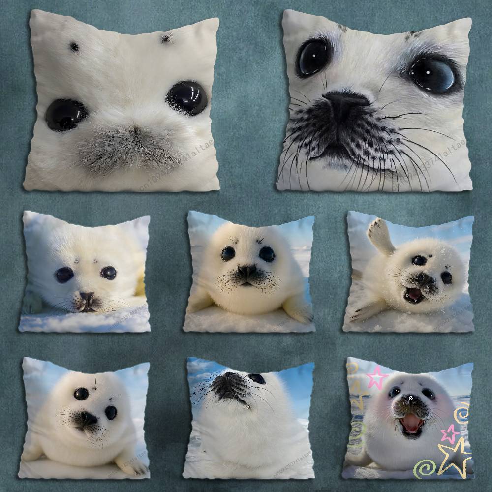 Animal Seal Cute Throw Pillow Case Living Room Sofa Cushion Cover For Home Bedroom Decoration Protector