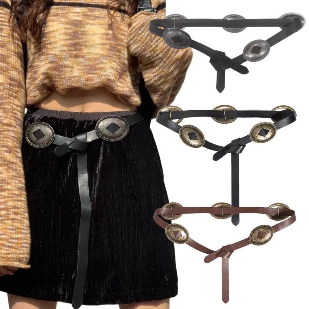 Thin Width Women's Belt Versatile Design Retro Black Belt Fashionable Fashion Belt Daily Wear
