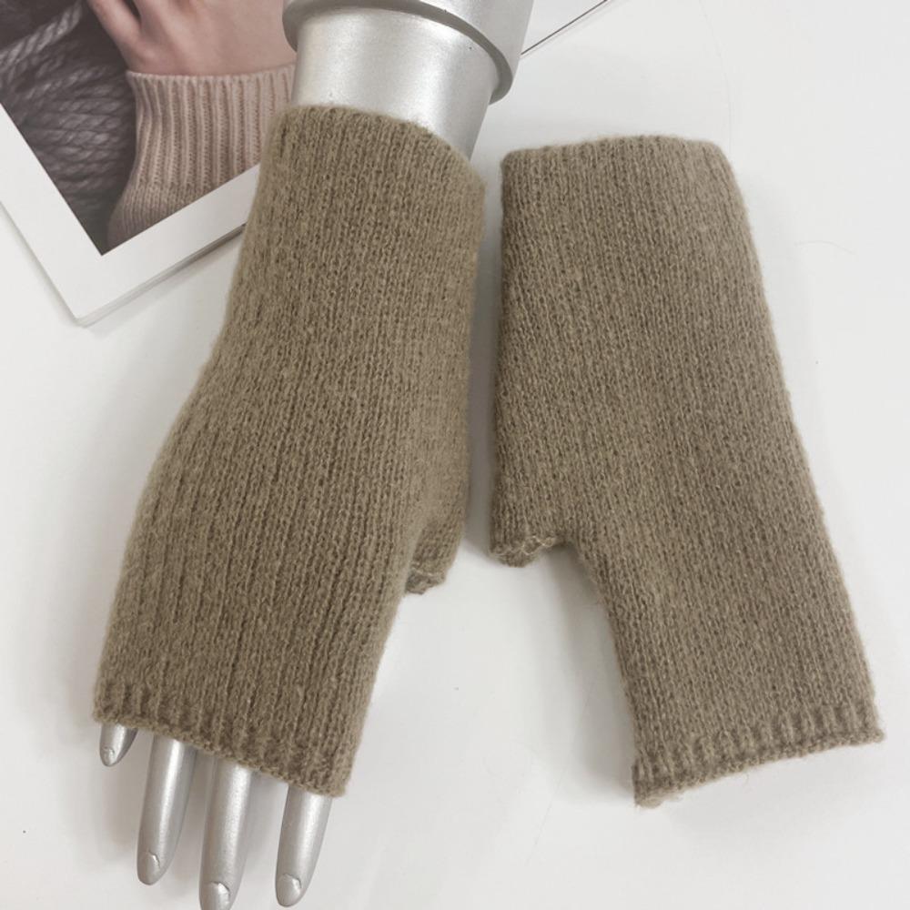 Thick Half Finger Mittens Exposed Finger Fingerless Gloves Fashion Wrist Gloves Autumn Winter
