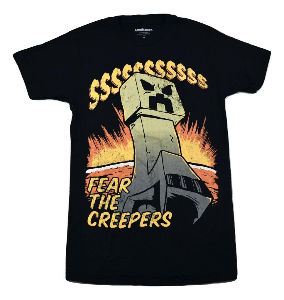 Minecraft Mens Fear The Creepers Black Tee Shirt New XS S M