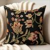 Vintage Black Floral Tapestry Print Throw Pillow Cover, Dark Academia Botanical Decorative Cushion