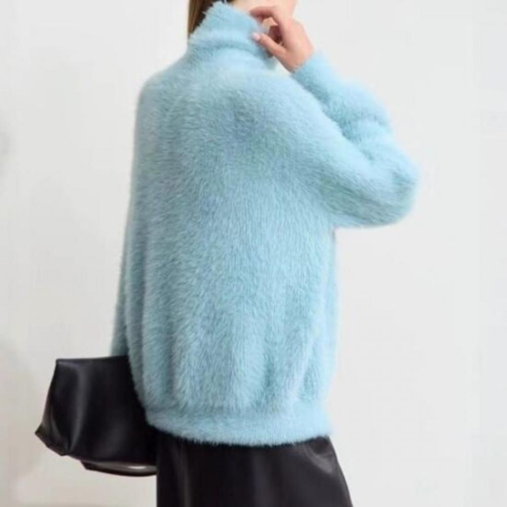 Navava Women S Warm Fleece Zip Collar Long Sleeve Knit Top Nk3302