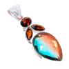 Bi-Color Tourmaline, Smokey Gemstone 925 Sterling Silver Jewelry Pendant 2.5" AH-3289