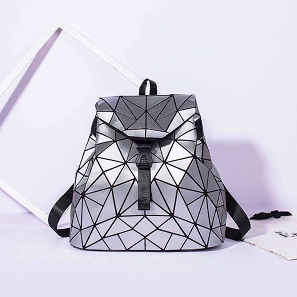 Female Backpack Girl Student School Bag Holographic Laser Geometry Travel Bag Designer Woman's Backpack