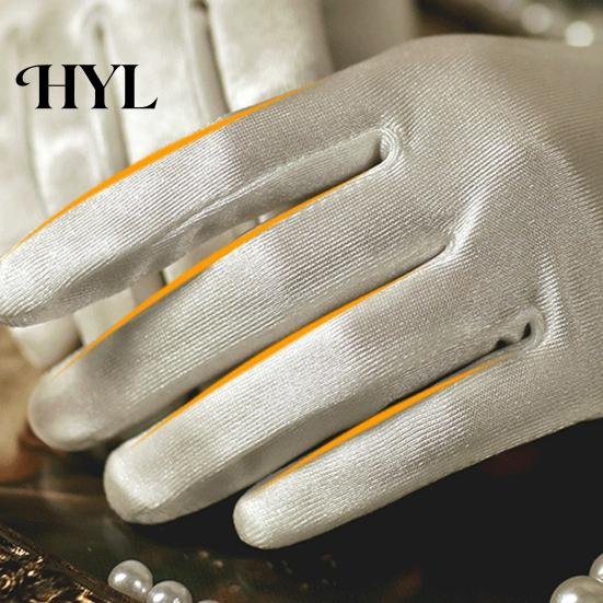 Свадебные перчатки для невесты 1 пара Декор из искусственного жемчуга Сборки на манжетах Однотонные Элегантные Короткие на запястье Сатиновые