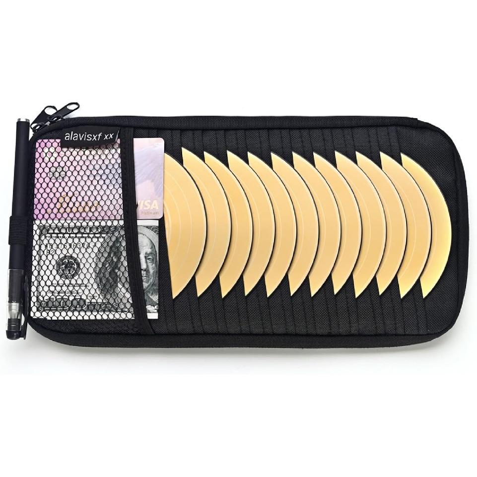 Alavisxf Xx Car CD Holder, DVD Vehicle Visor Storage Organizer, Large Capacity CD Visor Case With 12 Sleeves, 1 Mesh Pocket, 1 Pen Holder, 1 Back