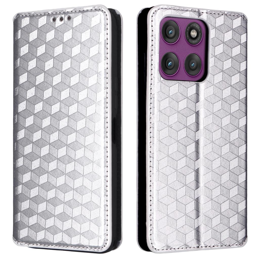 Чехол-кошелек для Motorola Edge 60 Pro 5G из кожи с ромбовидным тиснением