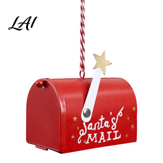 Mailbox Hanging Decorations Christmas Metal Decoration Openable Door Ornament for Xmas Seasonal Ornaments Tree Letter to Santa Pendant Festive Party