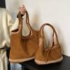 Lamb Wool Splicing Armpit Bag Bow Retro Lazy Large Capacity Shoulder Commuter Tote Bag