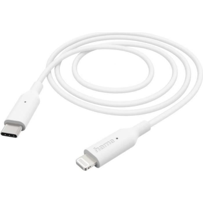 Câble USB - Hama - 00201598 - 1 M - USB 2.0 - USB C Vers Lightning - Blanc