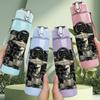 1PC Old Photo Man Portrait Art Print 750ml Color Plastic Sports Water Bottle Leakproof Flip Straw Lid Suitable for Sports Office Home Use
