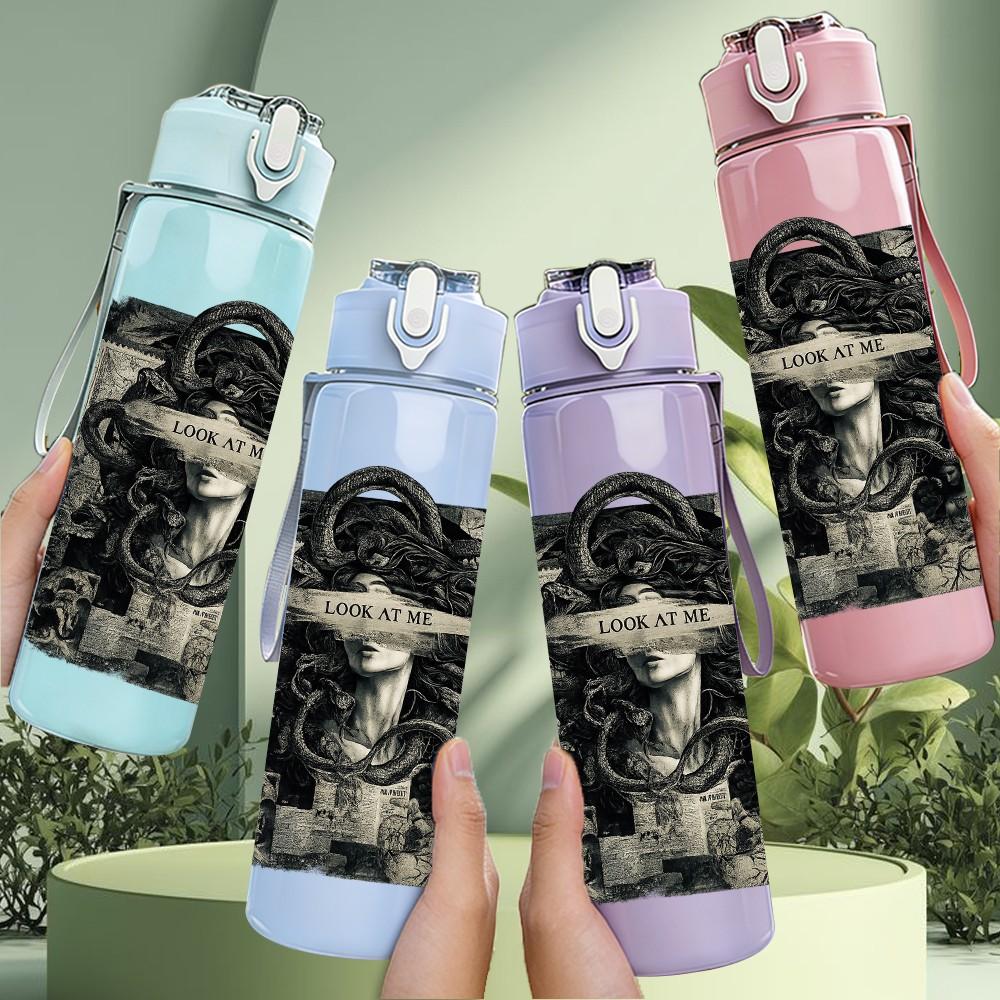 1PC Old Photo Man Portrait Art Print 750ml Color Plastic Sports Water Bottle Leakproof Flip Straw Lid Suitable for Sports Office Home Use